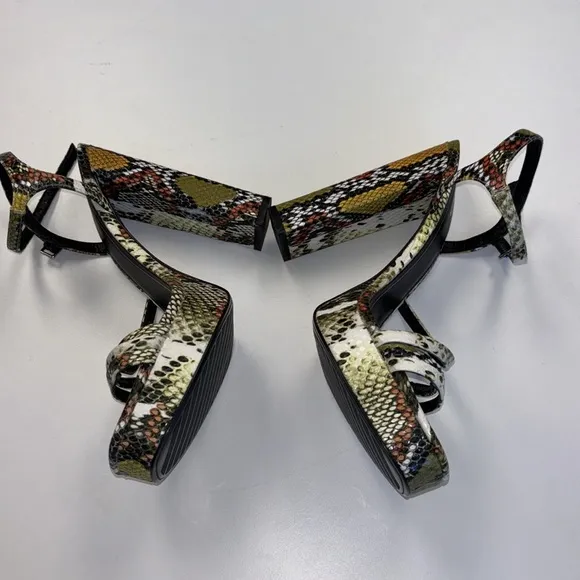 NWOB Zara Reptile/Snake Platform Heels Sandals Size 10.5 US 41 Europe
