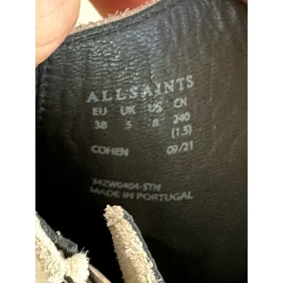 NWOT AllSaints Cohen Suede Distressed Boots Stone White Sz. 8