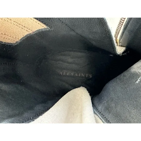 NWOT AllSaints Cohen Suede Distressed Boots Stone White Sz. 8