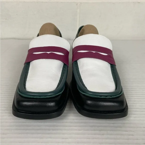 NWOT‎ Anthropologie x Maeve Square Toe Multicolor Leather Penny Loafers EU40