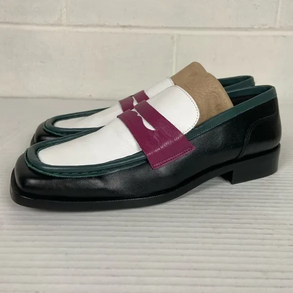 NWOT‎ Anthropologie x Maeve Square Toe Multicolor Leather Penny Loafers EU40