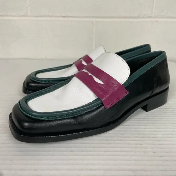 NWOT‎ Anthropologie x Maeve Square Toe Multicolor Leather Penny Loafers EU40