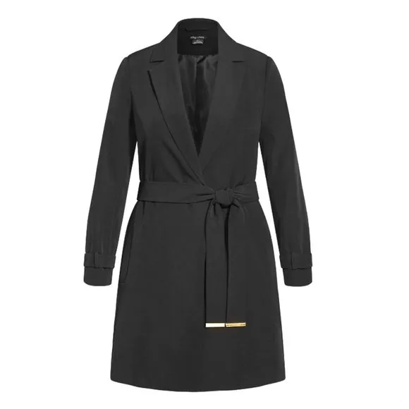NWOT City Chic Miss Sleek Trench Black M = 18 = 2X