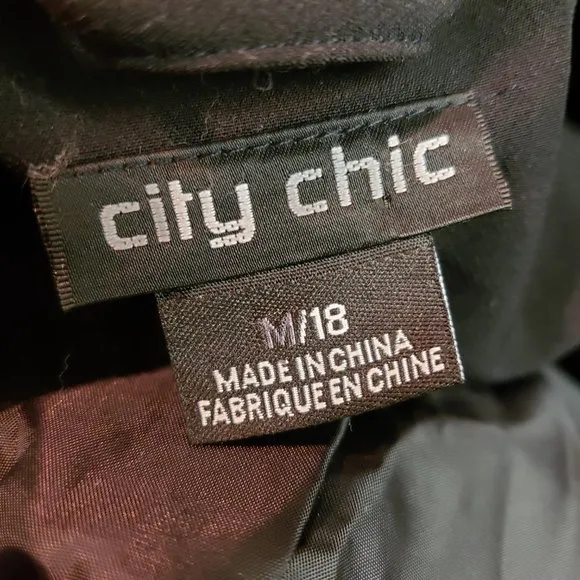 NWOT City Chic Miss Sleek Trench Black M = 18 = 2X