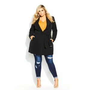 NWOT City Chic Miss Sleek Trench Black M = 18 = 2X