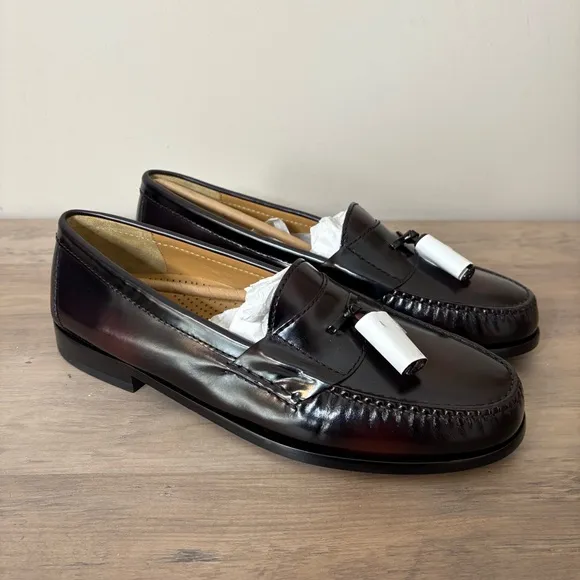 NWOT Cole Haan Men's Pinch Tassel Loafers Burgundy Handsewn Leather Size 10.5