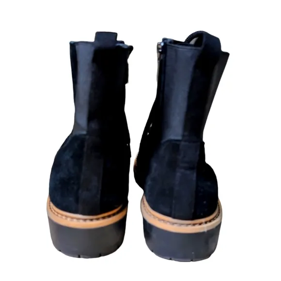 NWOT Crown Vintage Boots Shay Ankle Black Suede Leather Lace Up Women's Size 9.5