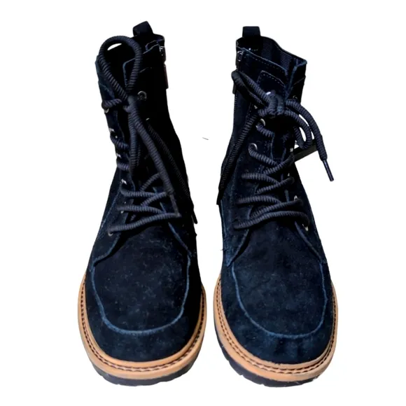 NWOT Crown Vintage Boots Shay Ankle Black Suede Leather Lace Up Women's Size 9.5