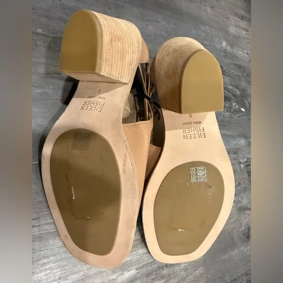 NWOT Eileen Fisher, tan, Peep toe sandals size 9