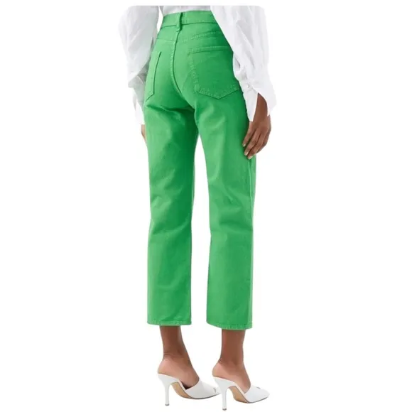 NWOT FRAME Le Jane Crop Jeans Straight Cropped Ankle Cotton Garden Green – Sz 2