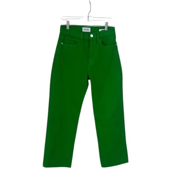 NWOT FRAME Le Jane Crop Jeans Straight Cropped Ankle Cotton Garden Green – Sz 2