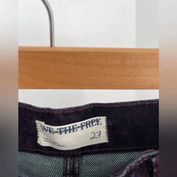 NWOT Free People First Class Low Rise Velvet Straight Jeans Pants Size 27