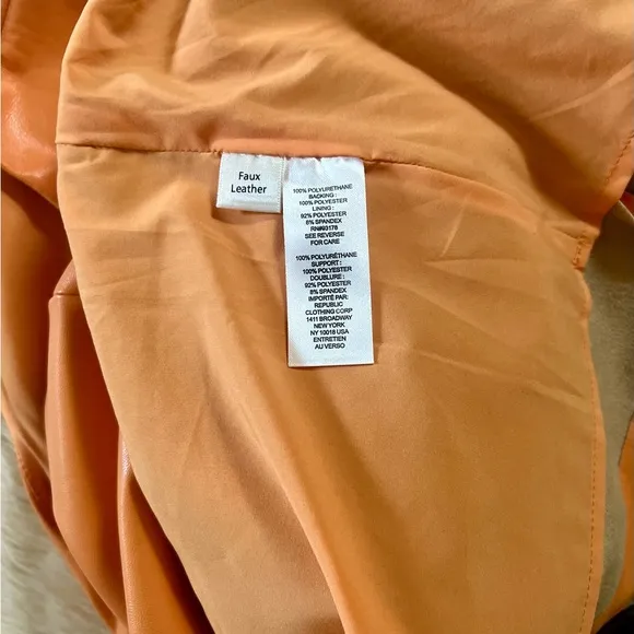 NWOT House of Harlow, Vegan Leather Papaya/Orange Dress Size Small