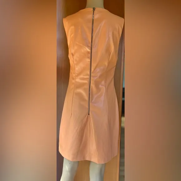 NWOT House of Harlow, Vegan Leather Papaya/Orange Dress Size Small