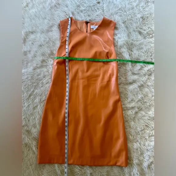 NWOT House of Harlow, Vegan Leather Papaya/Orange Dress Size Small