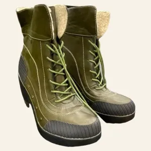 NWOT Jambu Netherland Womens Leather Olive Green Boots