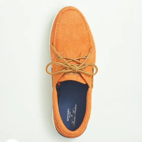 Nwot Sperry X Brooks Brothers A/O Cup 3 Eye Loafers Men 8.5 Orange leather suede
