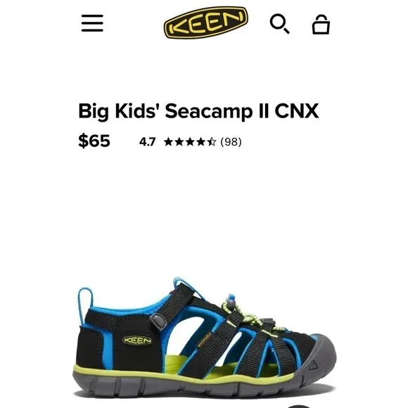 NWOT (Store Display) Unisex Kids Size 12 Keen Seacamp 2 CNX Hiking Sandals