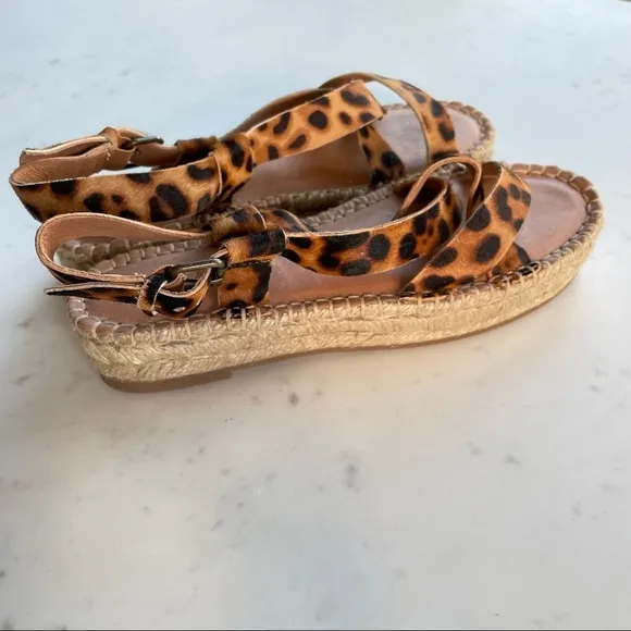 NWOT The Malia Espadrille Sandal in Leopard Calf Hair