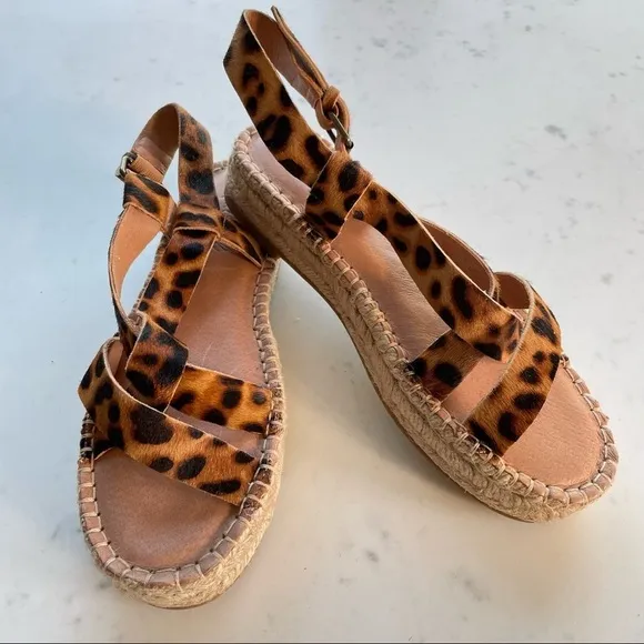 NWOT The Malia Espadrille Sandal in Leopard Calf Hair