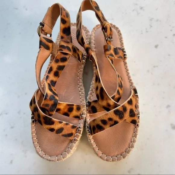 NWOT The Malia Espadrille Sandal in Leopard Calf Hair