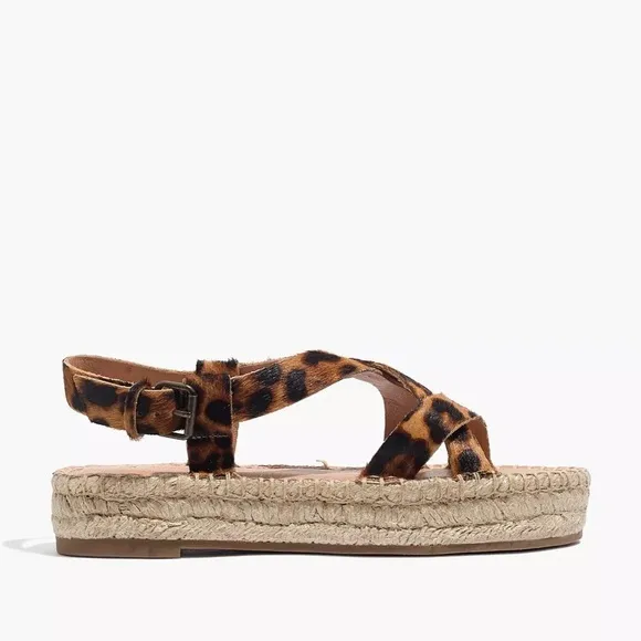 NWOT The Malia Espadrille Sandal in Leopard Calf Hair