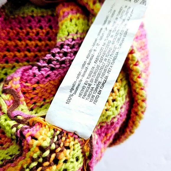 NWOT Zara Crochet Open Knit Colorful Striped High Neck Sleeveless Midi Dress s