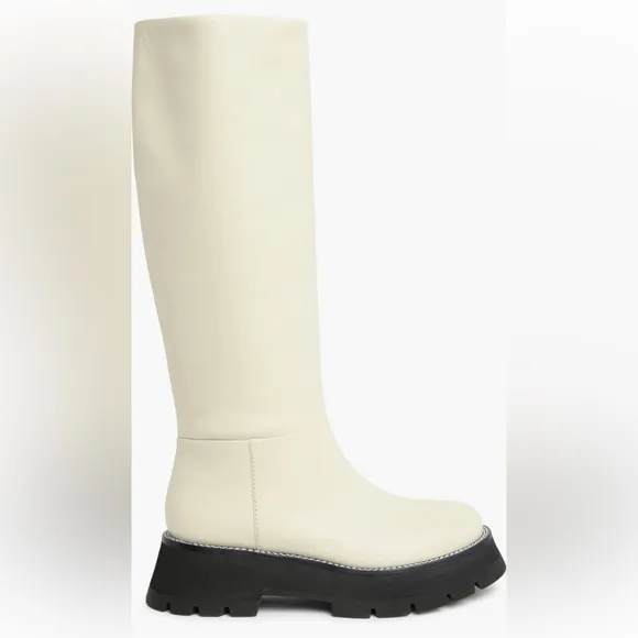 🤍NWT 3.1 Phillip Lim Kate Lug-sole Tube Boots in leather white black, 39, 9 US
