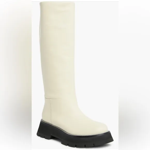 🤍NWT 3.1 Phillip Lim Kate Lug-sole Tube Boots in leather white black, 39, 9 US