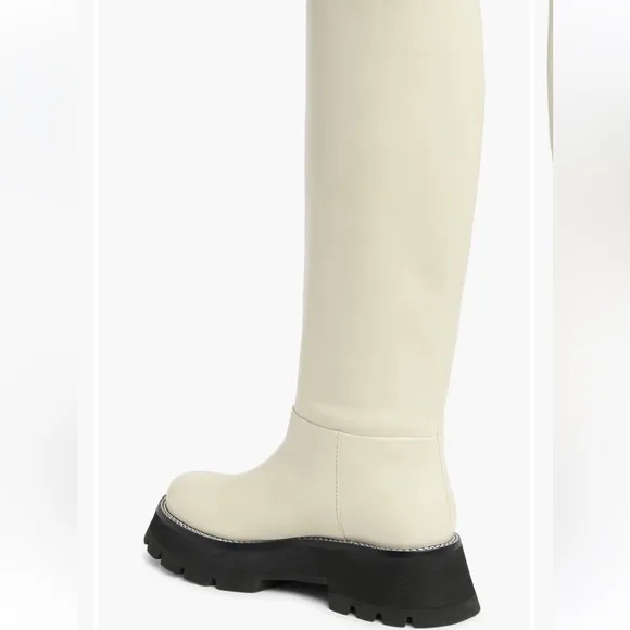 🤍NWT 3.1 Phillip Lim Kate Lug-sole Tube Boots in leather white black, 39, 9 US