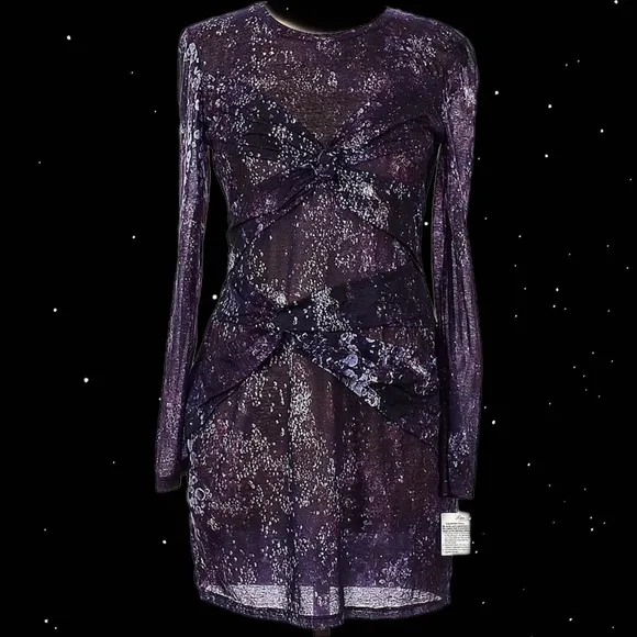 NWT $340 MSRP Torn by Ronny Kobo | Galaxy Dress in Purple Passion Size L