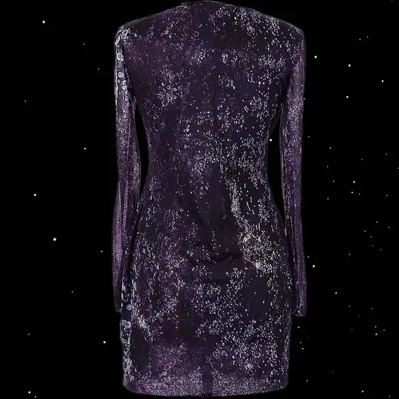 NWT $340 MSRP Torn by Ronny Kobo | Galaxy Dress in Purple Passion Size L