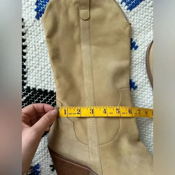 NWT ABLE Cowboy Western Genuine Leather Nubuck Fawn Tan Nude Boots sz 11