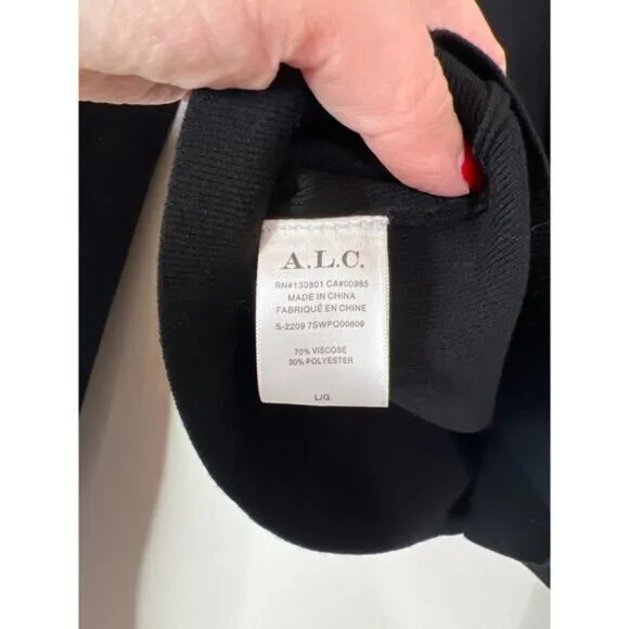 NWT A.L.C. Edith Rib Knit Turtleneck Pullover Cutout Shoulder Black Sweater