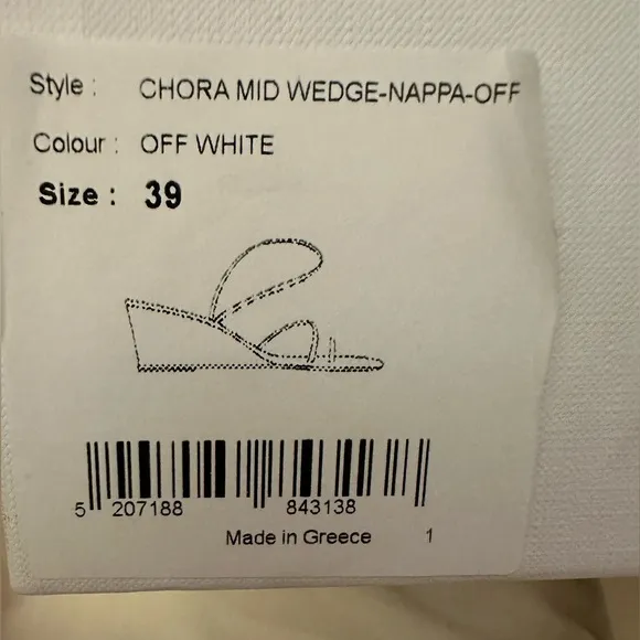 NWT Ancient Greek Sandals Chora Mid wedge nappa leather, off-white, sz 39. (9)