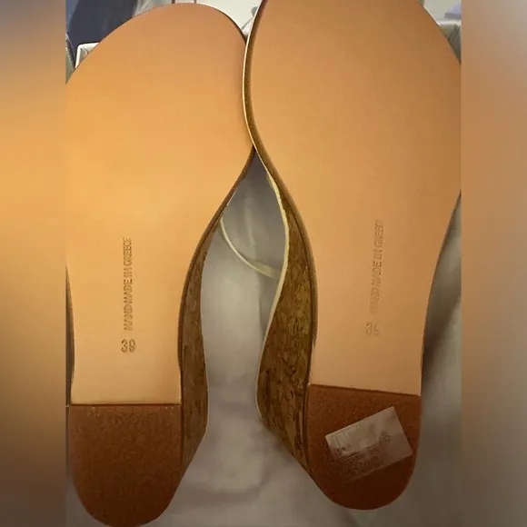 NWT Ancient Greek Sandals Chora Mid wedge nappa leather, off-white, sz 39. (9)