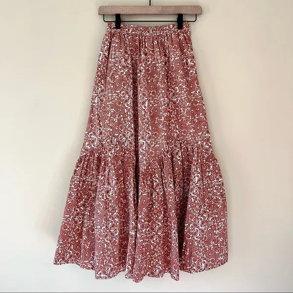 NWT Anthropologie Beachgold Flounced Midi Skirt