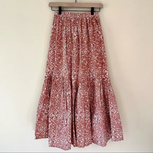NWT Anthropologie Beachgold Flounced Midi Skirt