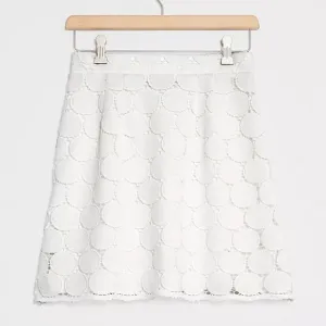 NWT. Anthropologie Embroidered Lace Mini Skirt M