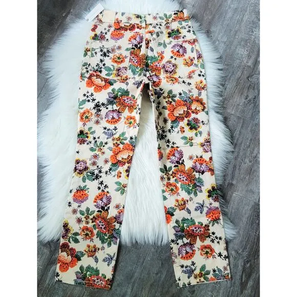 NWT Anthropologie Pilcro The Cigarette Floral Jeans - 28 waist