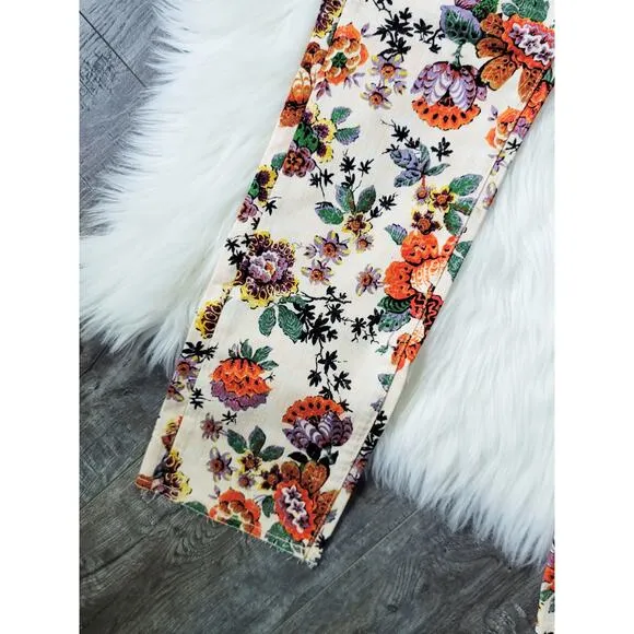 NWT Anthropologie Pilcro The Cigarette Floral Jeans - 28 waist