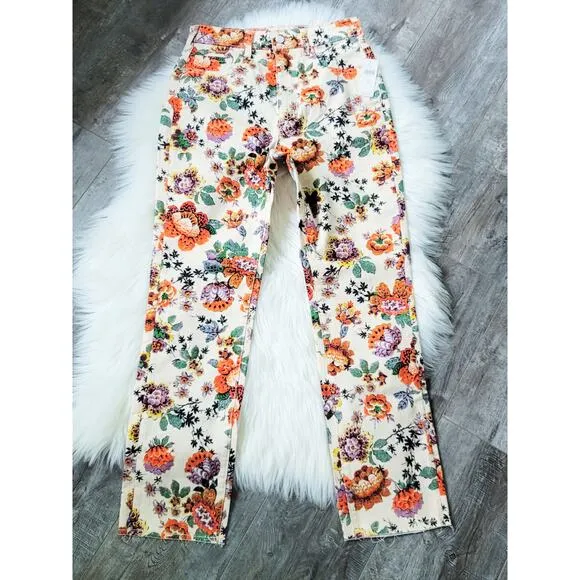 NWT Anthropologie Pilcro The Cigarette Floral Jeans - 28 waist