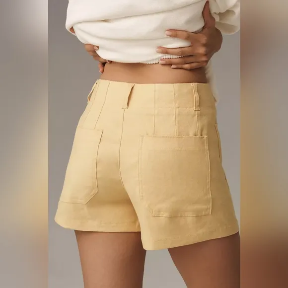 NWT Anthropologie The Colette Shorts by Maeve: Linen Edition Color: Canary Sz 28