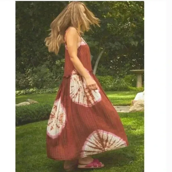 NWT Anthropologie The Odells Cora Bohemian Tie Dye Maxi Dress Pomelo Multi M