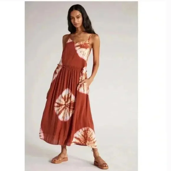 NWT Anthropologie The Odells Cora Bohemian Tie Dye Maxi Dress Pomelo Multi M