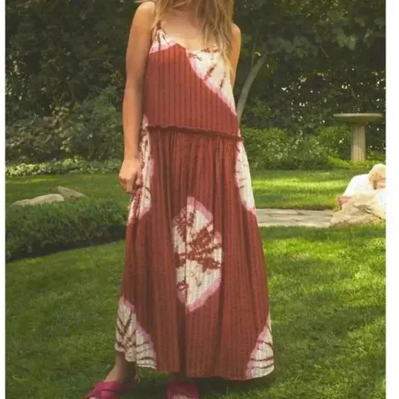 NWT Anthropologie The Odells Cora Bohemian Tie Dye Maxi Dress Pomelo Multi M