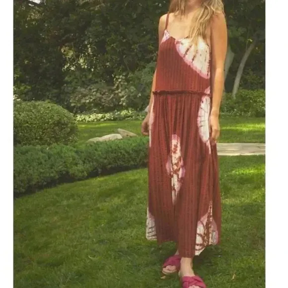 NWT Anthropologie The Odells Cora Bohemian Tie Dye Maxi Dress Pomelo Multi M