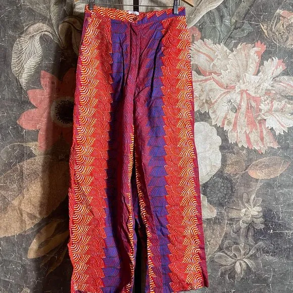 NWT Anthropologie x SIKA Abstract Wide-Leg High-Waisted Trousers Size 12