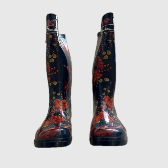 NWT ANUSCHKA Moonlit Meadow Floral Tall Rain Boots | 11 |
