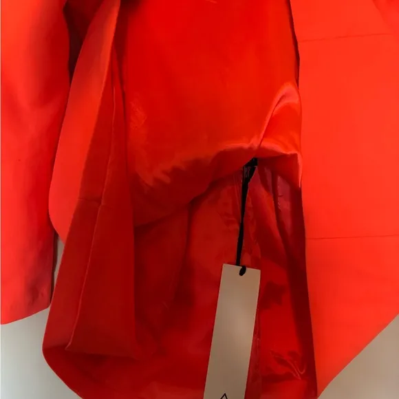 NWT AQ/AQ Neon Orange Long Sleeve Open Back Structured Mini Dress Size 4